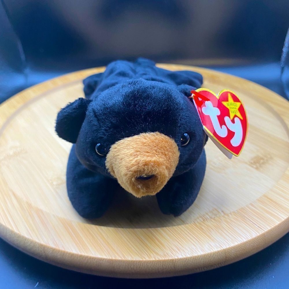 Ultra rare/long ago retired Ty BB Blackie the bear, also one of the original 9.